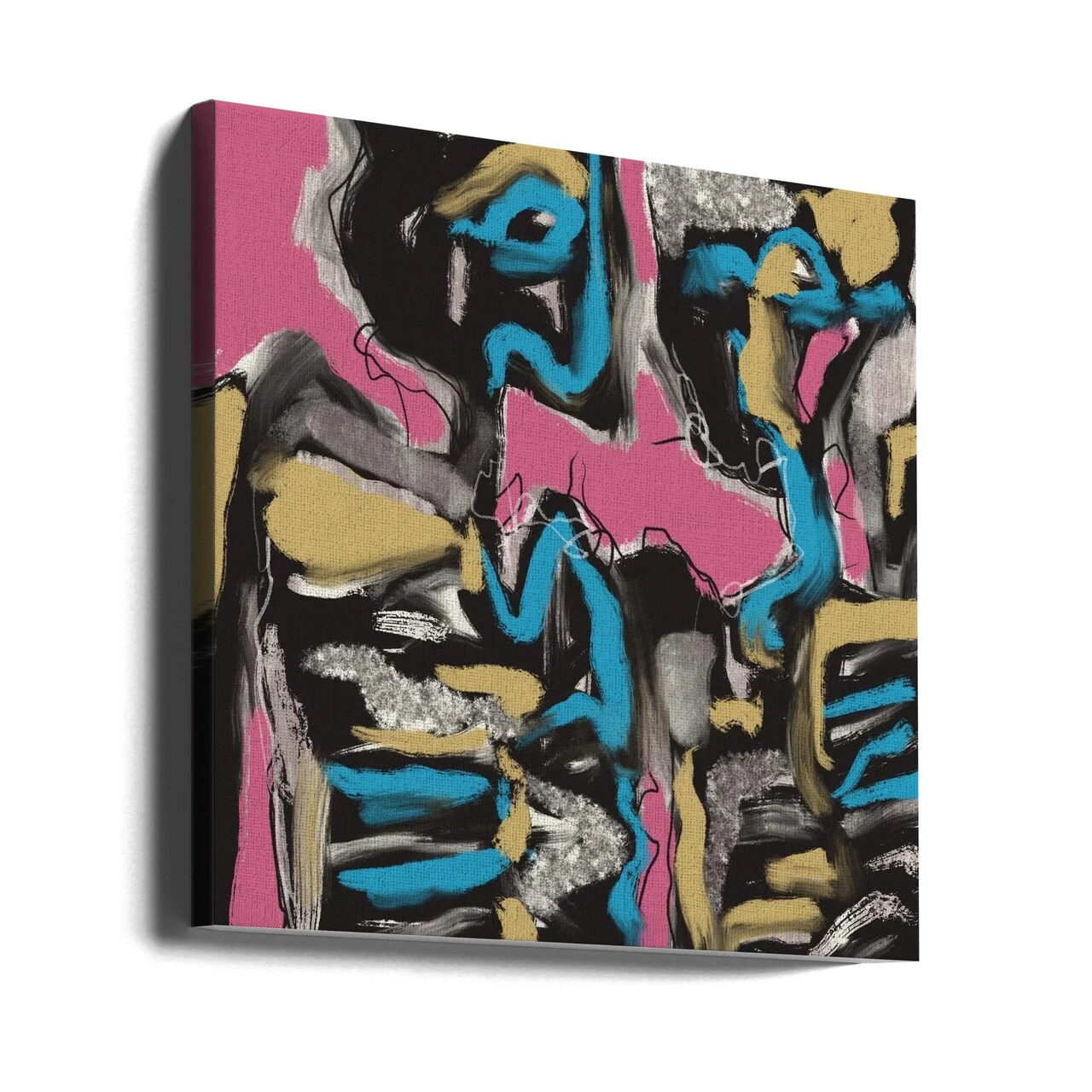 Ink and oil abstract 02 Square 24x24 Canvas - Corporate Office Art